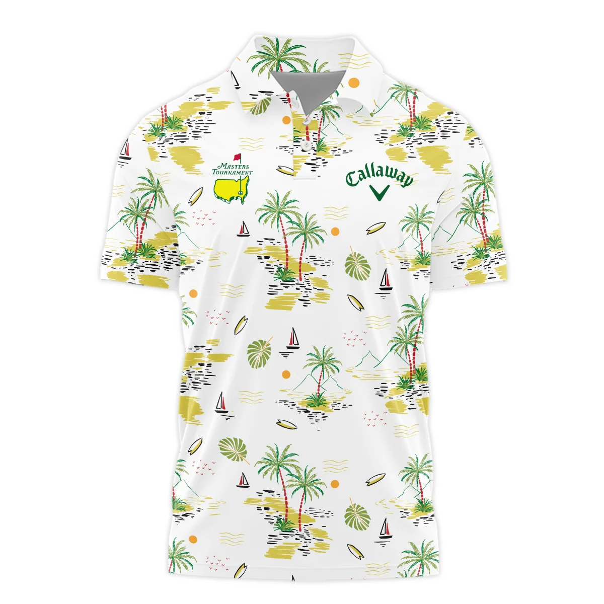 Callaway Landscape With Palm Trees Beach And Oceann Masters Tournament Polo Shirt Style Classic Polo Shirt For Men