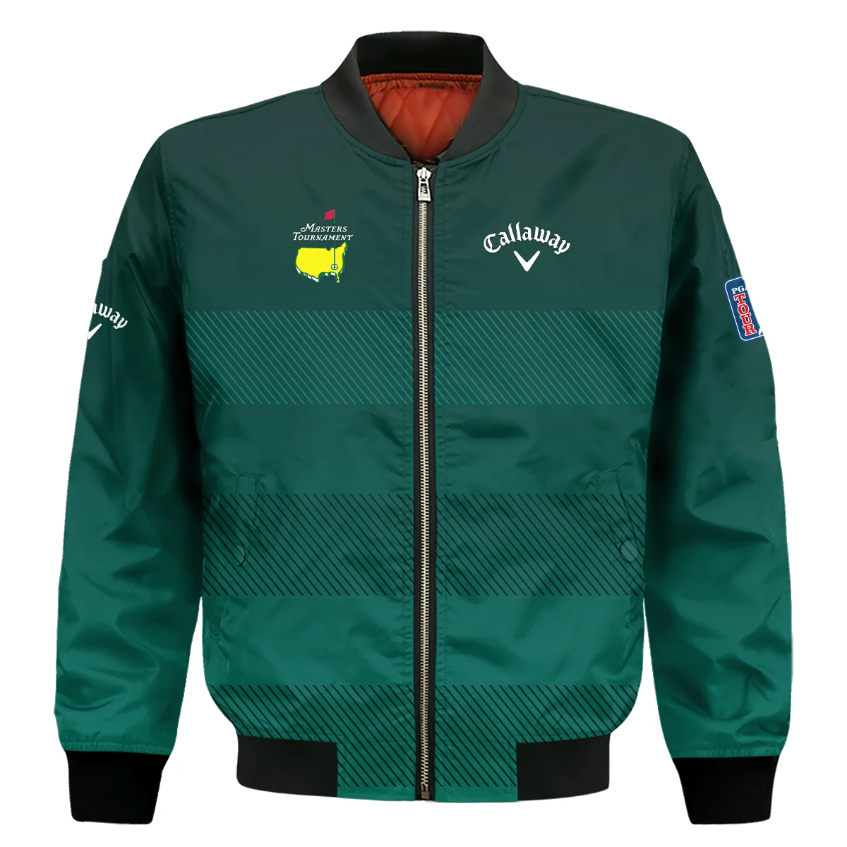 Callaway Masters Tournament Dark Green Gradient Stripes Pattern Golf Sport Quarter-Zip Jacket Style Classic Quarter-Zip Jacket
