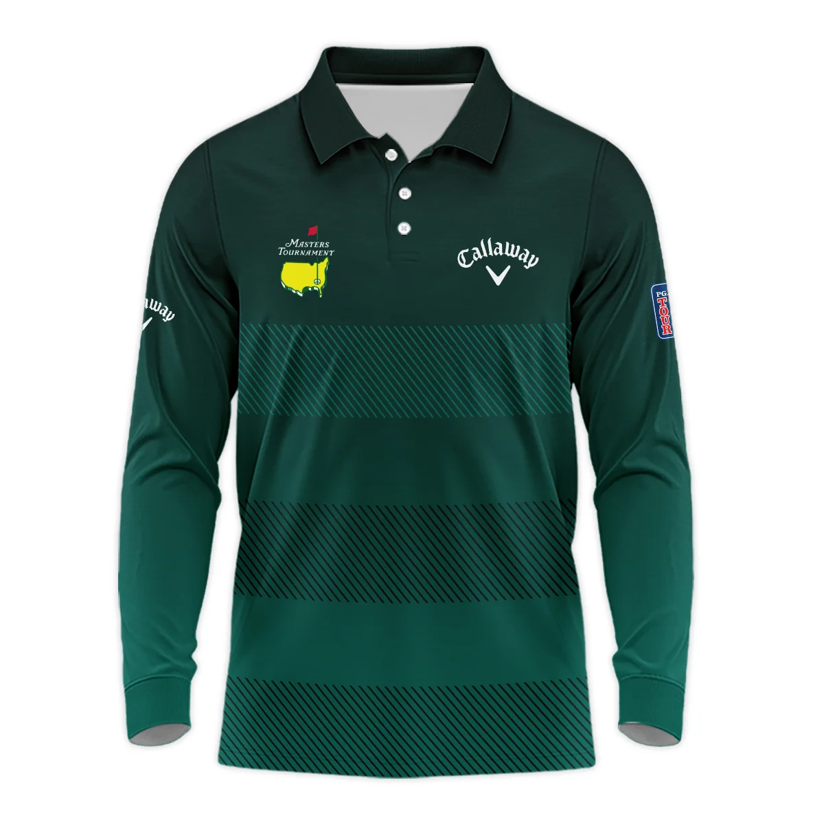 Callaway Masters Tournament Dark Green Gradient Stripes Pattern Golf Sport Vneck Polo Shirt Style Classic Polo Shirt For Men