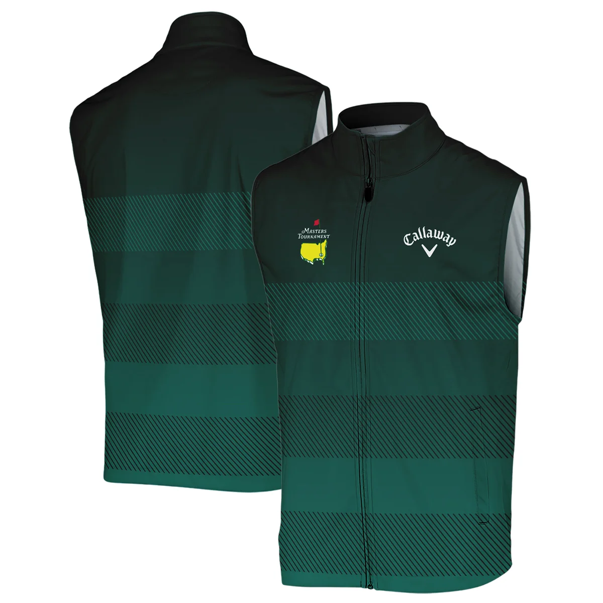 Callaway Masters Tournament Dark Green Gradient Stripes Pattern Golf Sport Sleeveless Jacket Style Classic Sleeveless Jacket