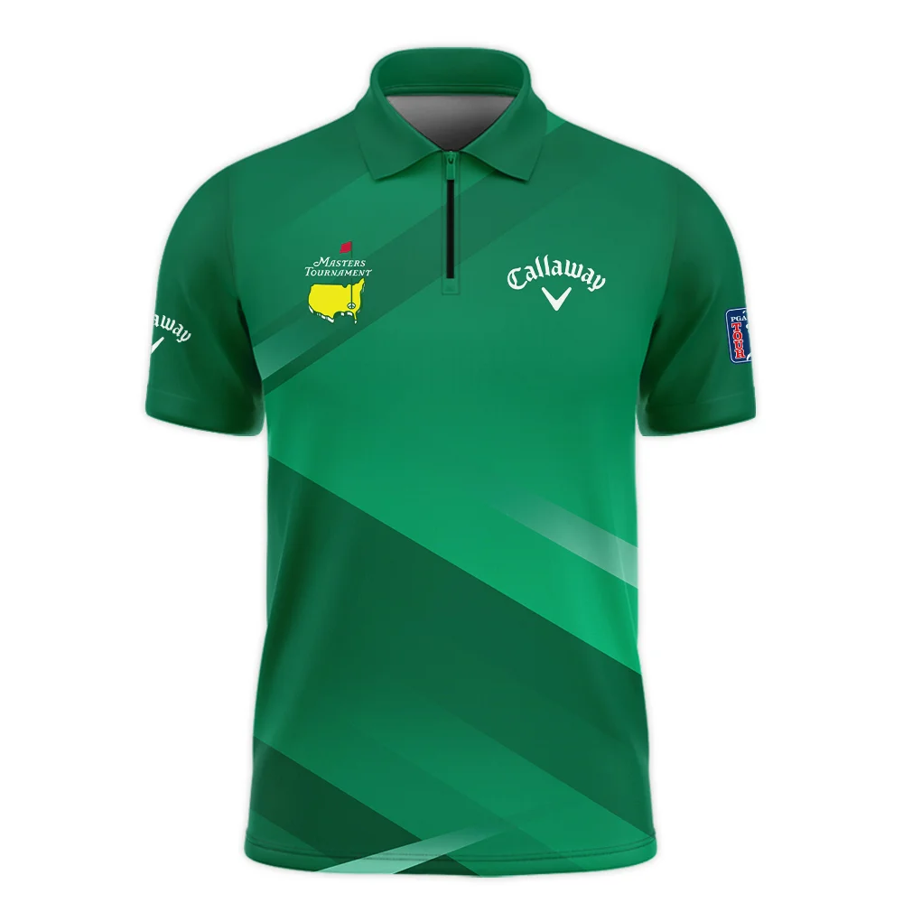 Callaway Masters Tournament Golf Zipper Polo Shirt Green Gradient Pattern Sports All Over Print Zipper Polo Shirt For Men