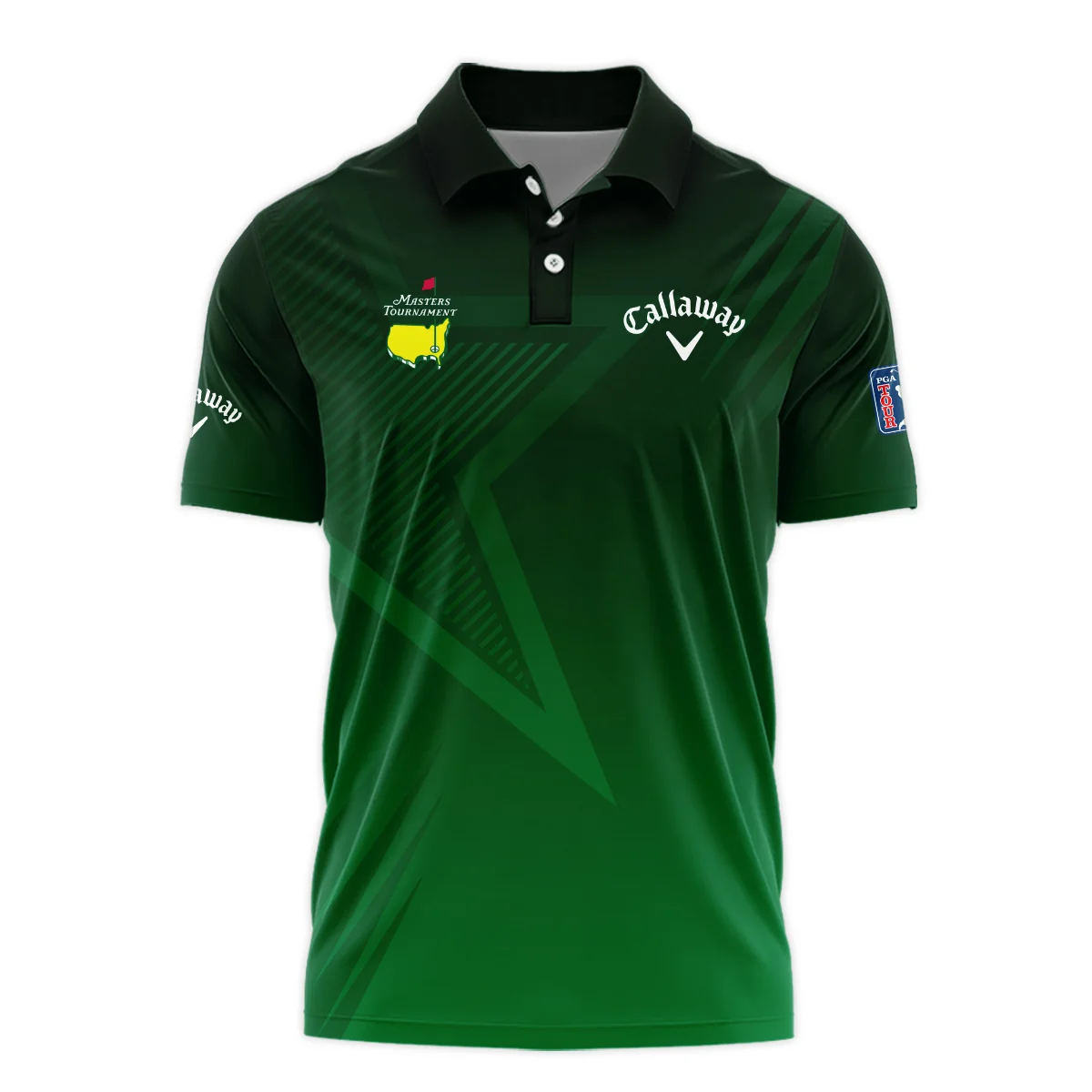 Callaway Masters Tournament Polo Shirt Dark Green Gradient Star Pattern Golf Sports Polo Shirt For Men