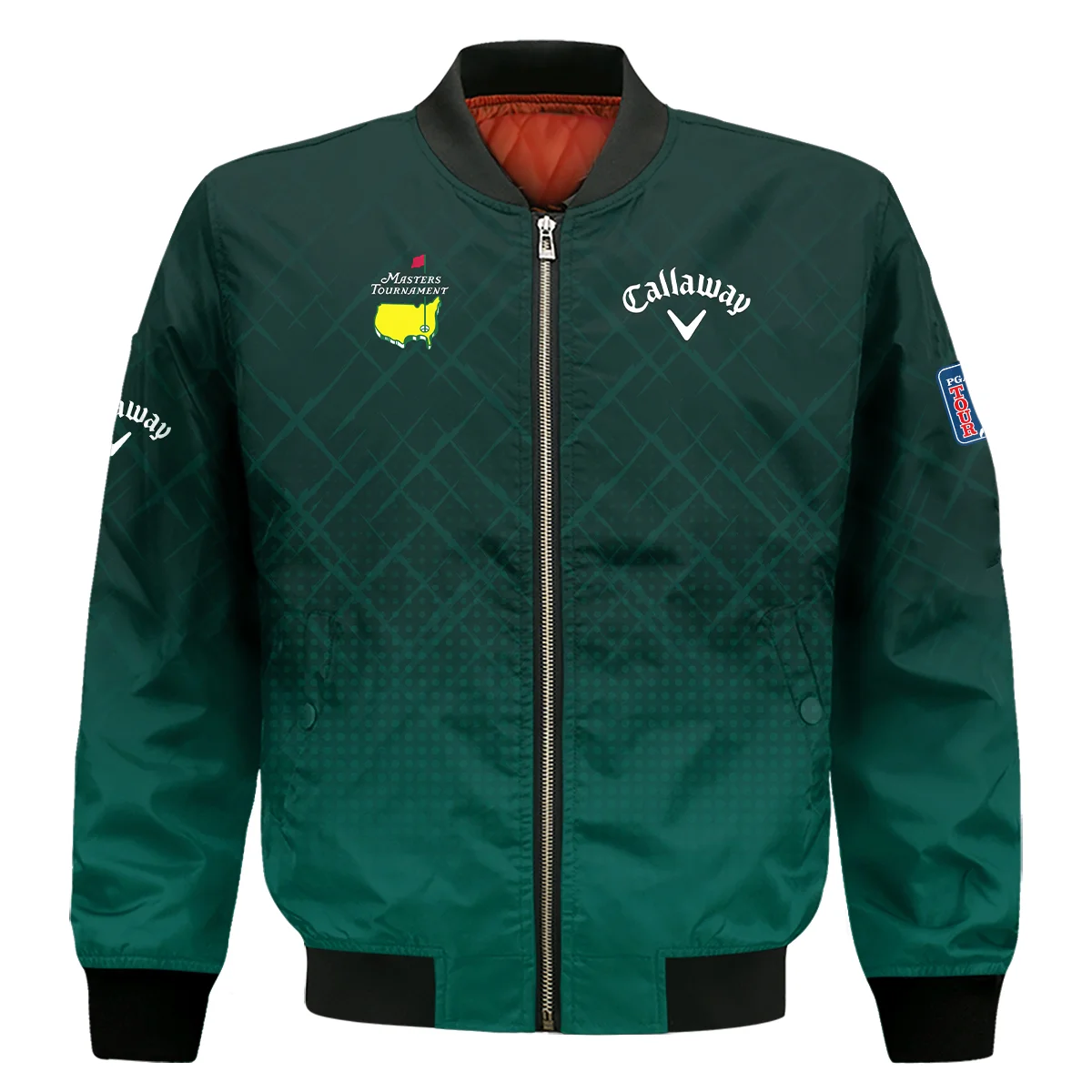 Callaway Masters Tournament Sport Jersey Pattern Dark Green Bomber Jacket Style Classic Bomber Jacket