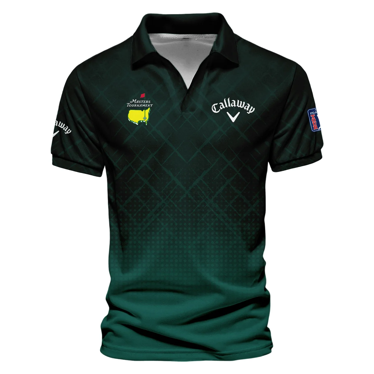 Callaway Masters Tournament Sport Jersey Pattern Dark Green Long Polo Shirt Style Classic Long Polo Shirt For Men