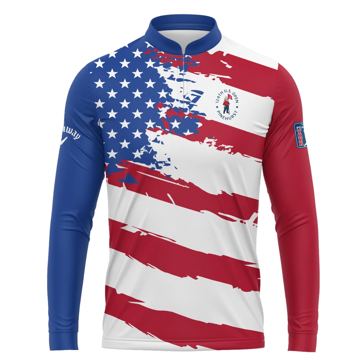 Callaway US Flag Blue Red Stars 124th U.S. Open Pinehurst Quarter-Zip Jacket Style Classic Quarter-Zip Jacket