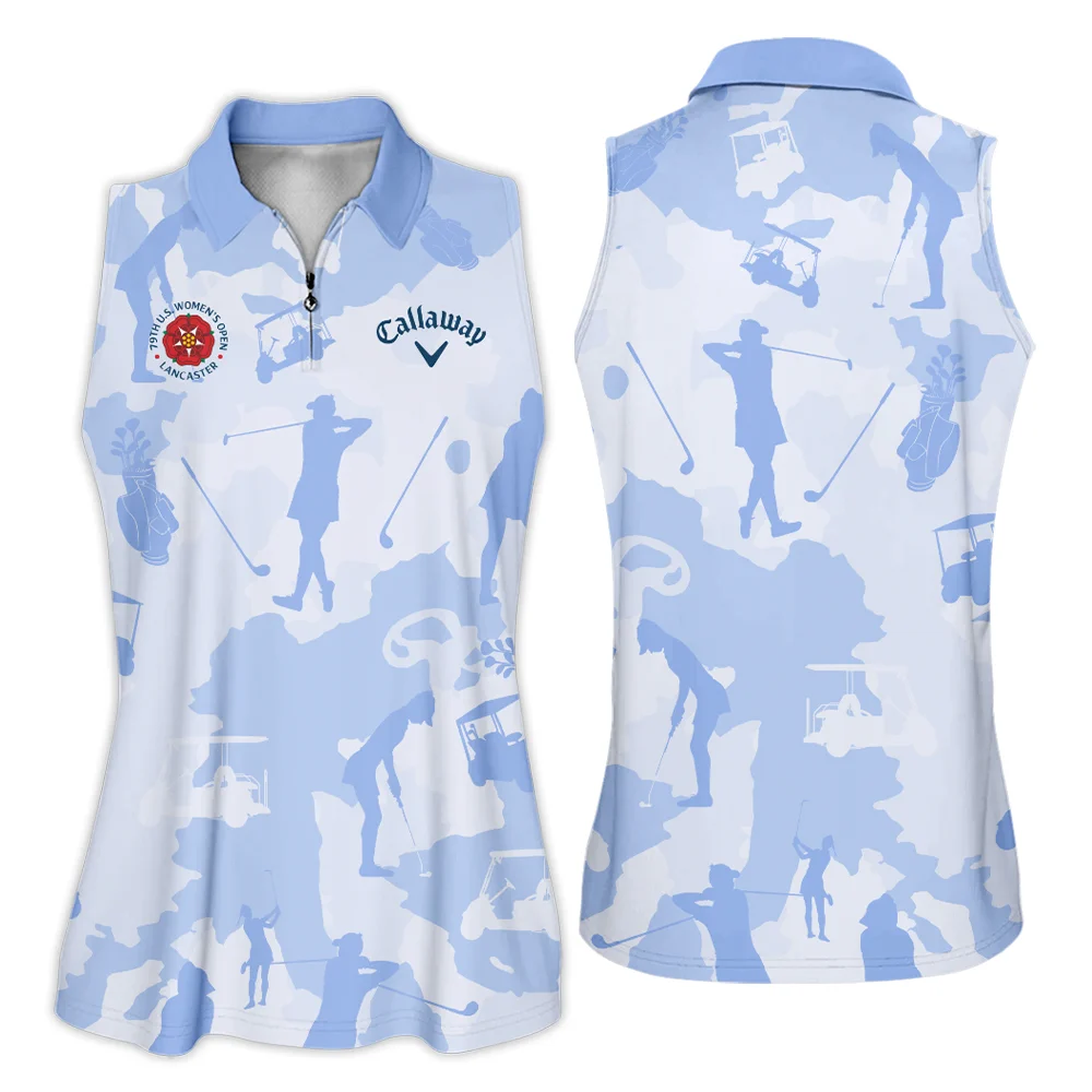 Camo Blue Color 79th U.S. Women’s Open Lancaster Callaway Zipper Long Polo Shirt Golf Sport All Over Print Zipper Long Polo Shirt For Woman
