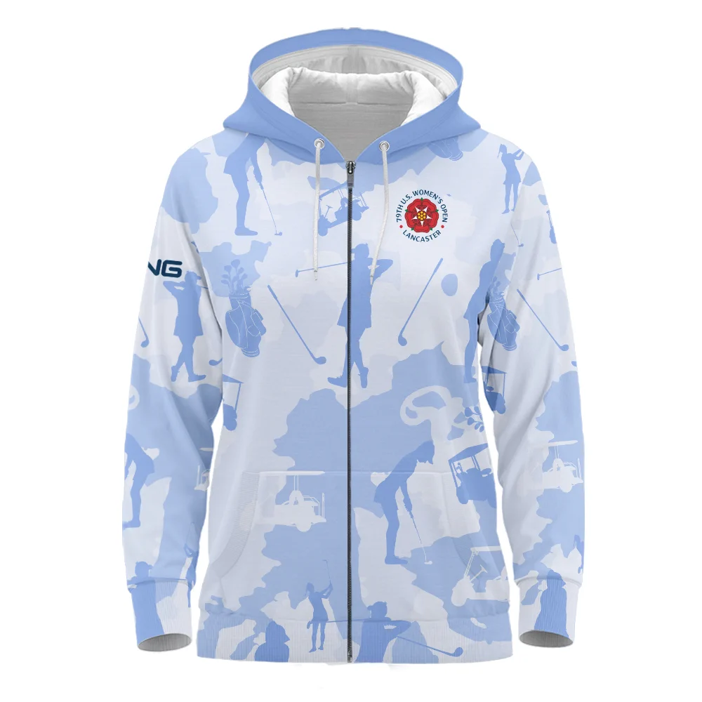 Camo Blue Color 79th U.S. Women’s Open Lancaster Ping Zipper Hoodie Shirt Golf Sport All Over Print Zipper Hoodie Shirt