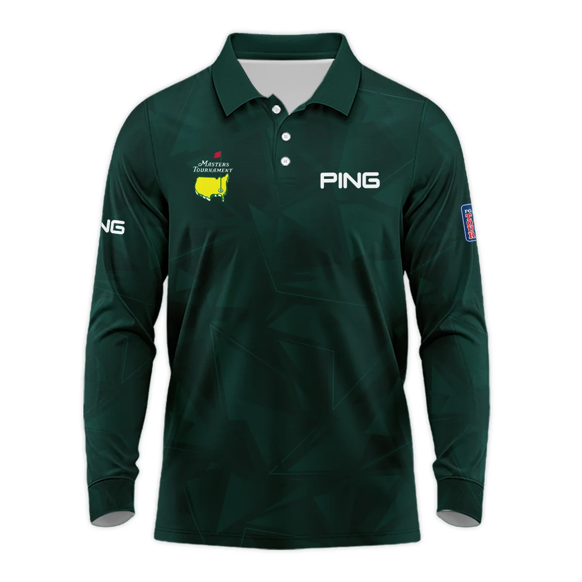 Dark Green Abstract Sport Masters Tournament Ping Long Polo Shirt Style Classic Long Polo Shirt For Men