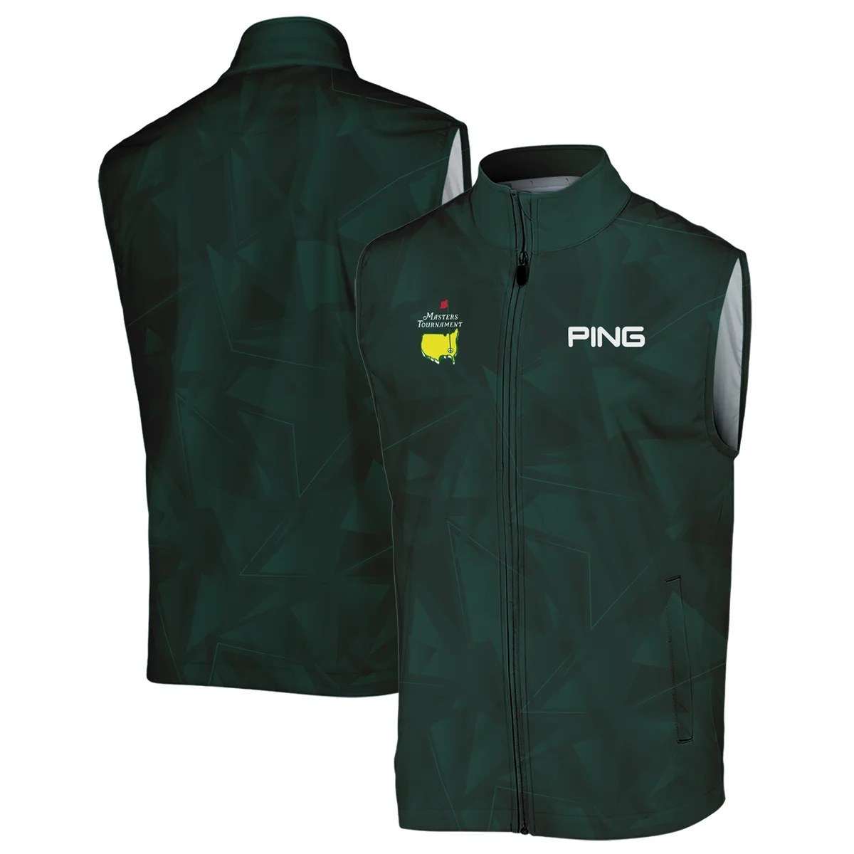 Dark Green Abstract Sport Masters Tournament Ping Sleeveless Jacket Style Classic Sleeveless Jacket