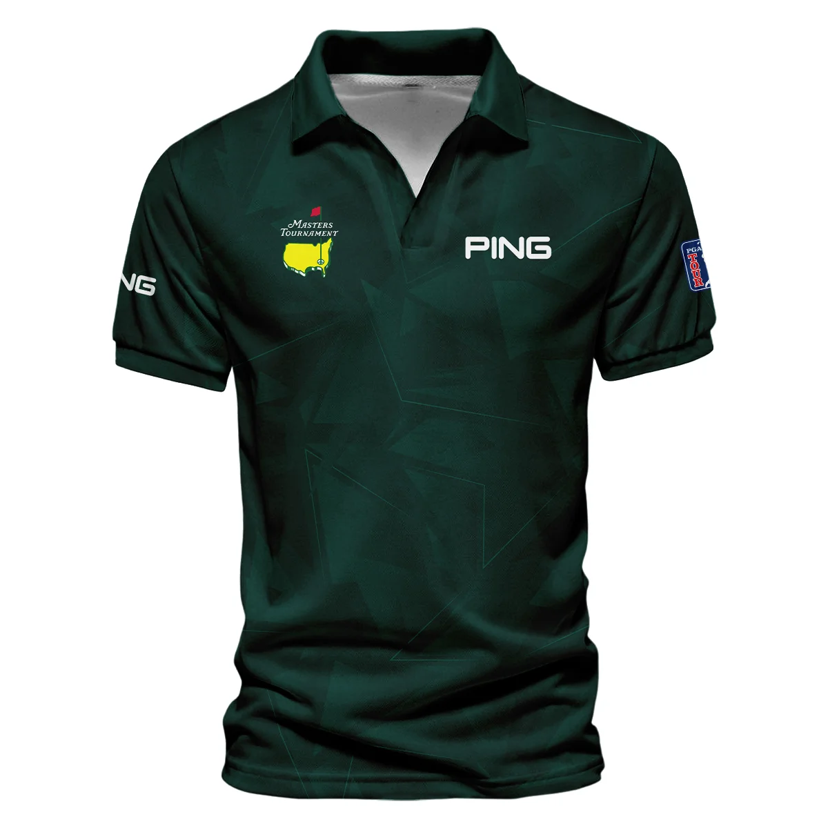 Dark Green Abstract Sport Masters Tournament Ping Vneck Long Polo Shirt Style Classic Long Polo Shirt For Men