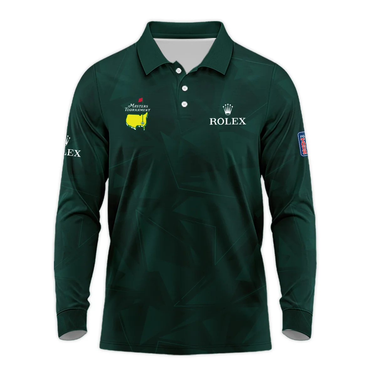 Dark Green Abstract Sport Masters Tournament Rolex Long Polo Shirt Style Classic Long Polo Shirt For Men