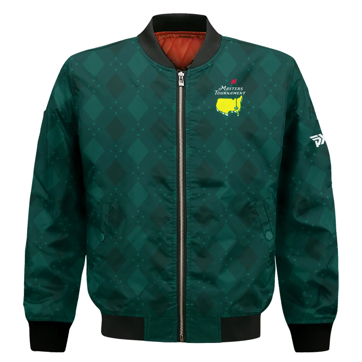 Dark Green Argyle Plaid Pattern Golf Masters Tournament Zipper Polo Shirt Style Classic Zipper Polo Shirt For Men