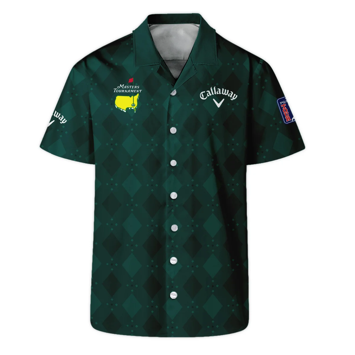 Stars Dark Green Golf Masters Tournament Callaway Vneck Long Polo Shirt Style Classic Long Polo Shirt For Men