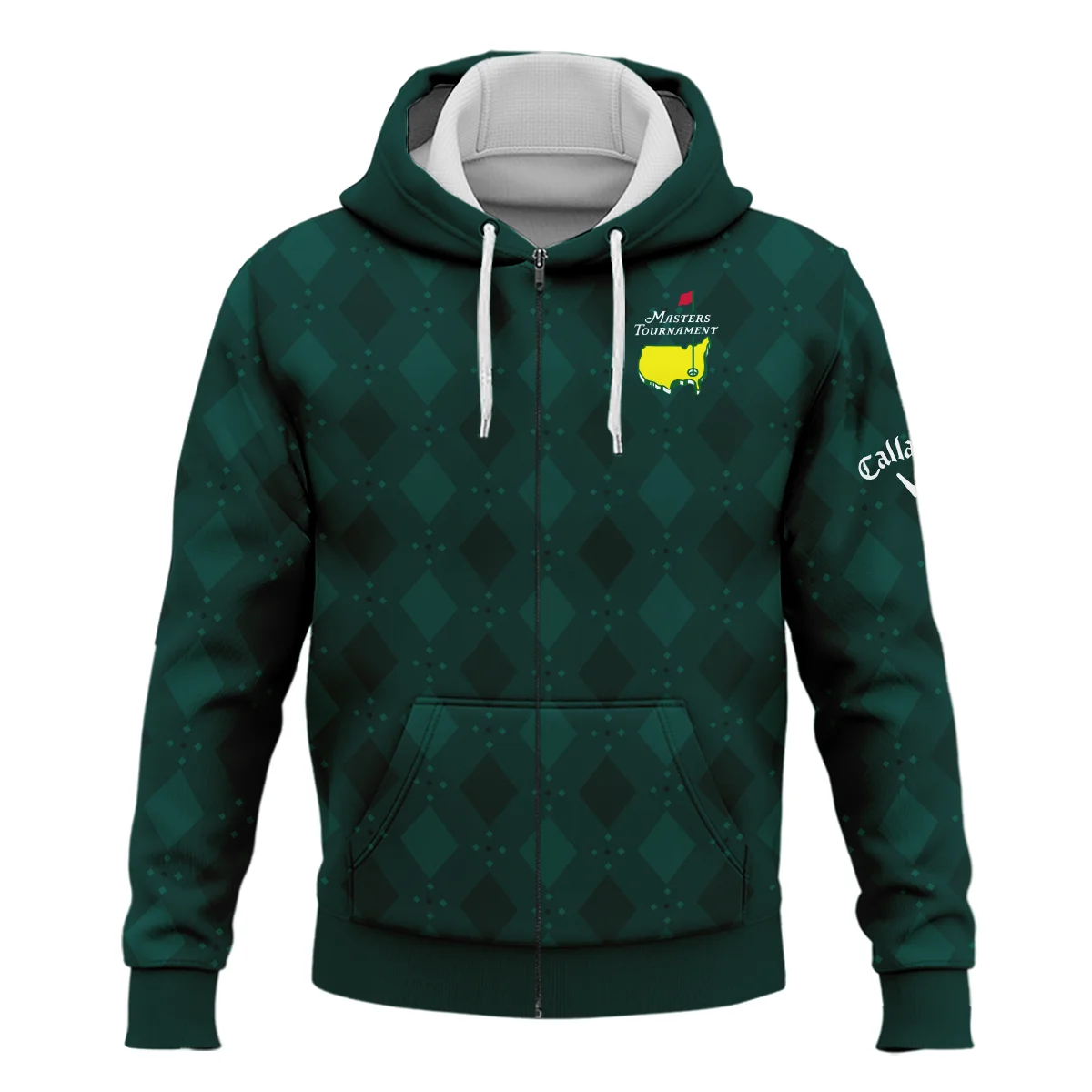 Dark Green Argyle Plaid Pattern Golf Masters Tournament Callaway Zipper Hoodie Shirt Style Classic Zipper Hoodie Shirt