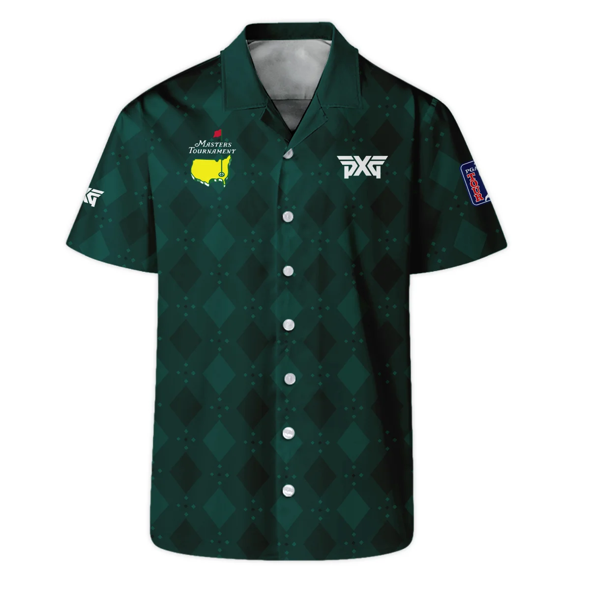 Dark Green Argyle Plaid Pattern Golf Masters Tournament Hawaiian Shirt Style Classic Oversized Hawaiian Shirt