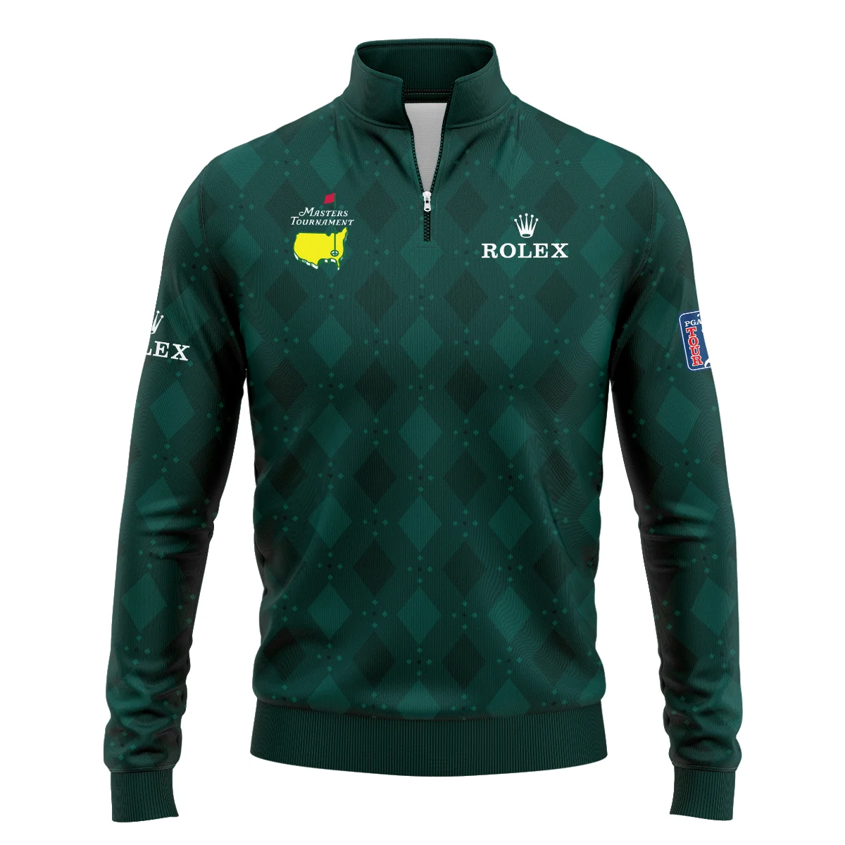 Dark Green Argyle Plaid Pattern Golf Masters Tournament Rolex Polo Shirt Style Classic Polo Shirt For Men