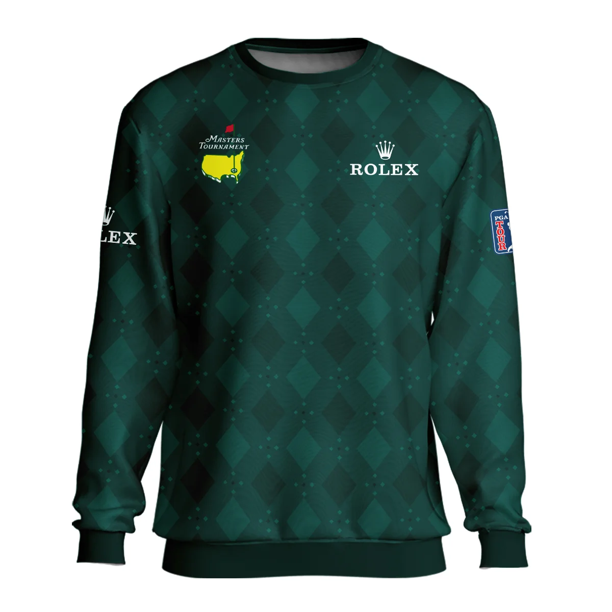 Stars Dark Green Golf Masters Tournament Rolex Vneck Long Polo Shirt Style Classic Long Polo Shirt For Men