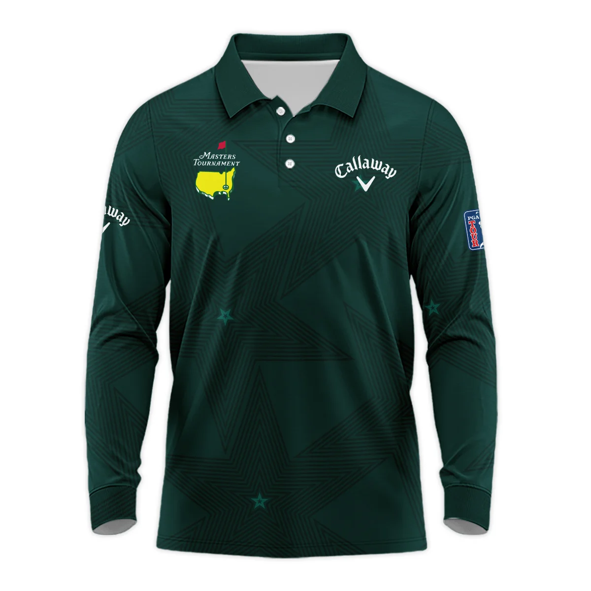 Dark Green Background Masters Tournament Callaway Long Polo Shirt Style Classic Long Polo Shirt For Men