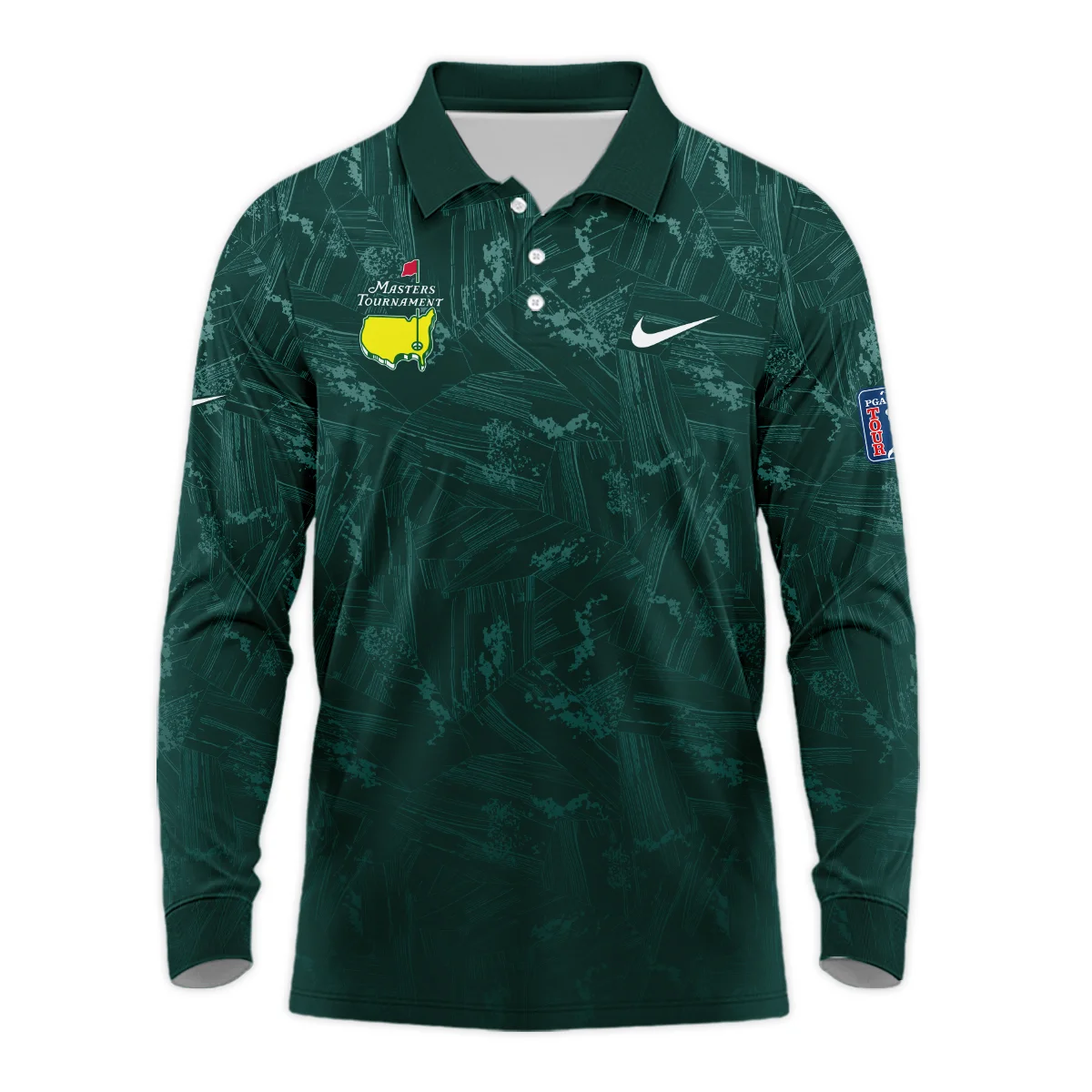 Dark Green Background Masters Tournament Nike Vneck Long Polo Shirt Style Classic Long Polo Shirt For Men