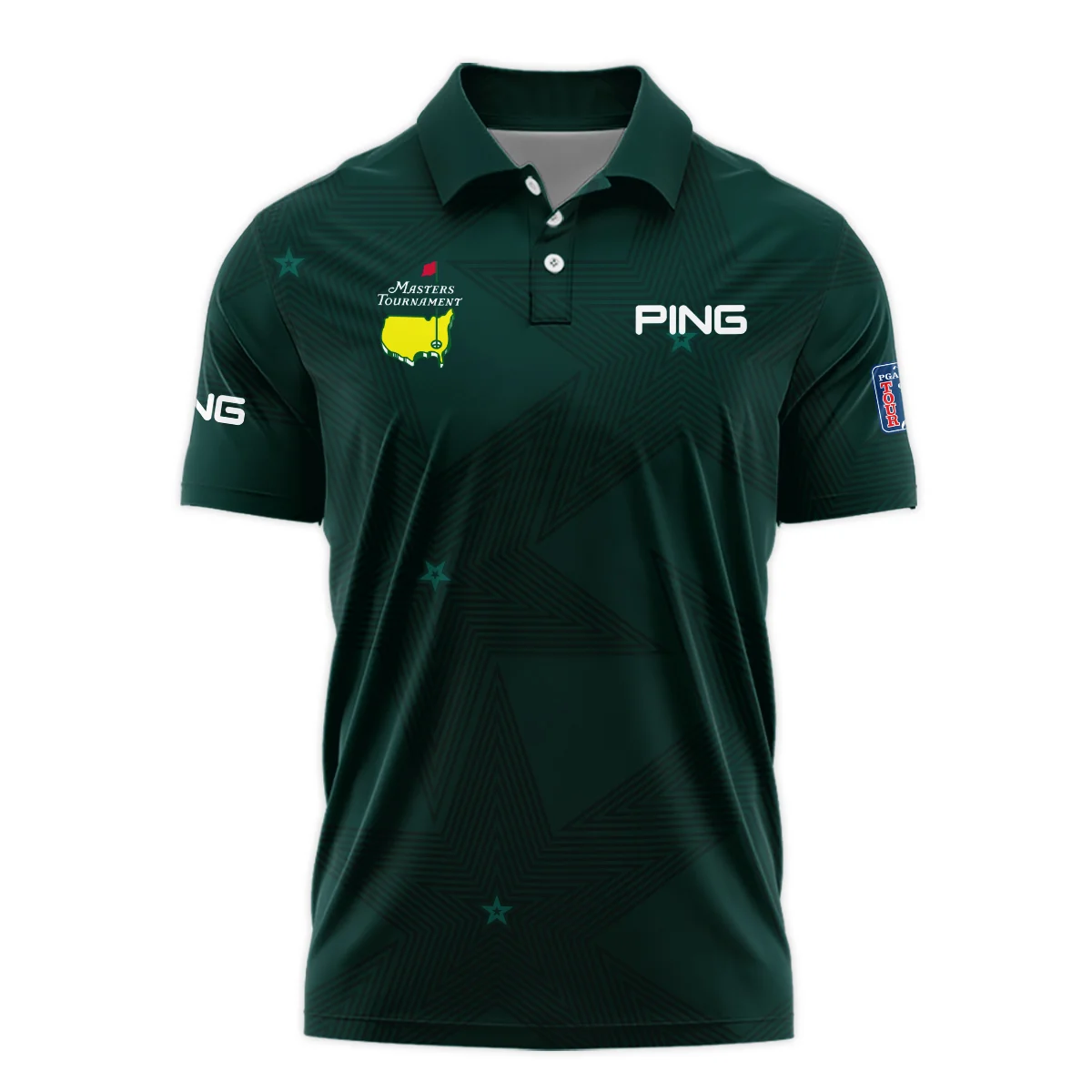 Dark Green Background Masters Tournament Ping Vneck Long Polo Shirt Style Classic Long Polo Shirt For Men