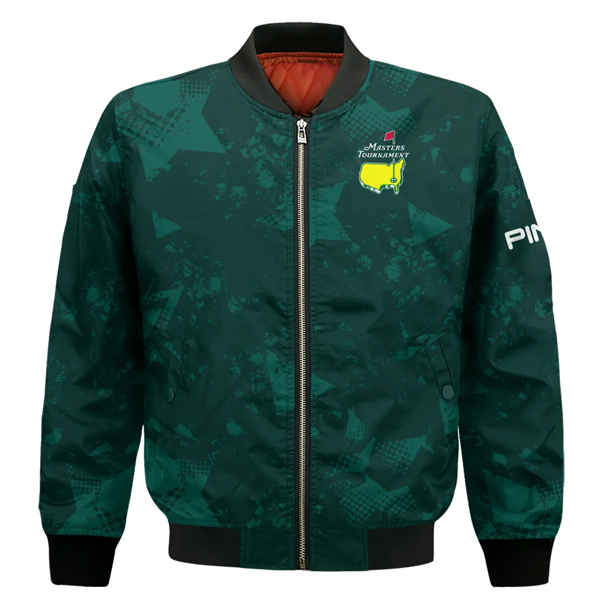 Dark Green Grunge Stars Pattern Golf Masters Tournament Ping Bomber Jacket Style Classic Bomber Jacket