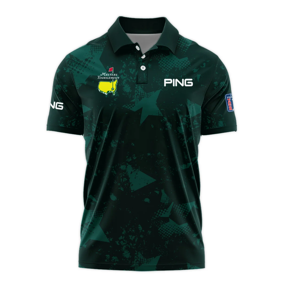 Dark Green Grunge Stars Pattern Golf Masters Tournament Ping Polo Shirt Style Classic Polo Shirt For Men