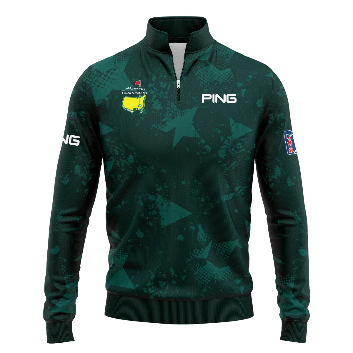 Dark Green Grunge Stars Pattern Golf Masters Tournament Ping Quarter-Zip Jacket Style Classic Quarter-Zip Jacket