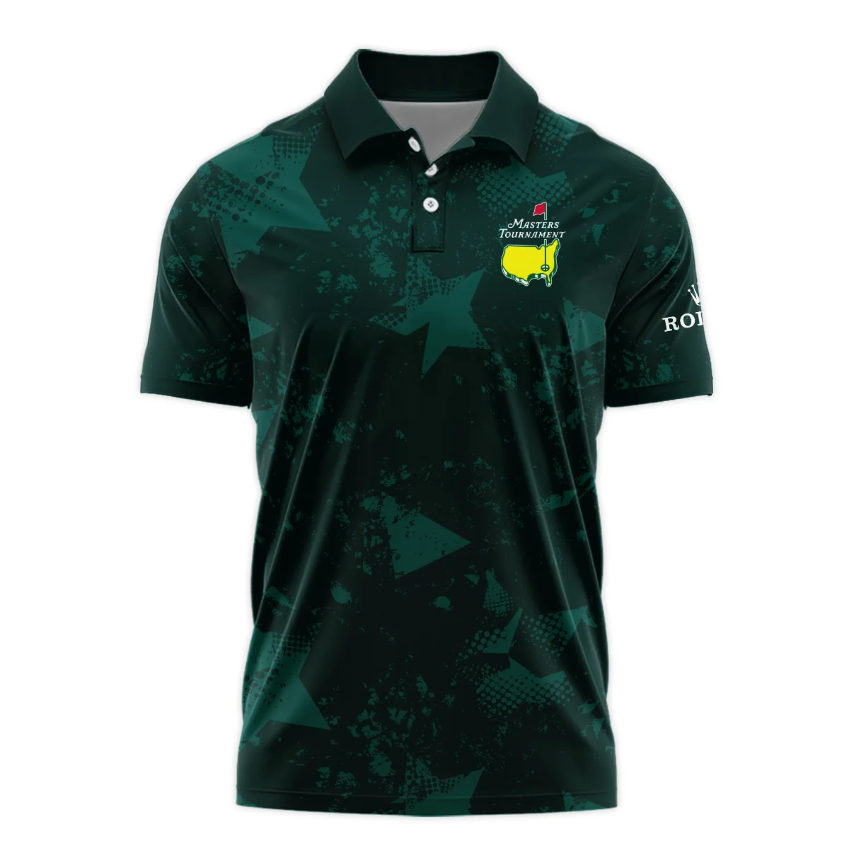 Dark Green Grunge Stars Pattern Golf Masters Tournament Rolex Polo Shirt Style Classic Polo Shirt For Men