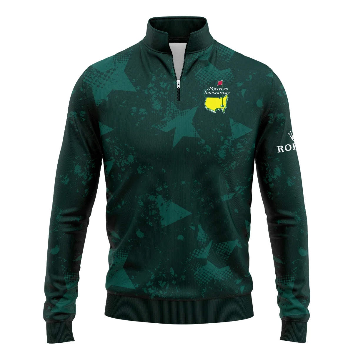 Dark Green Grunge Stars Pattern Golf Masters Tournament Rolex Quarter-Zip Jacket Style Classic Quarter-Zip Jacket