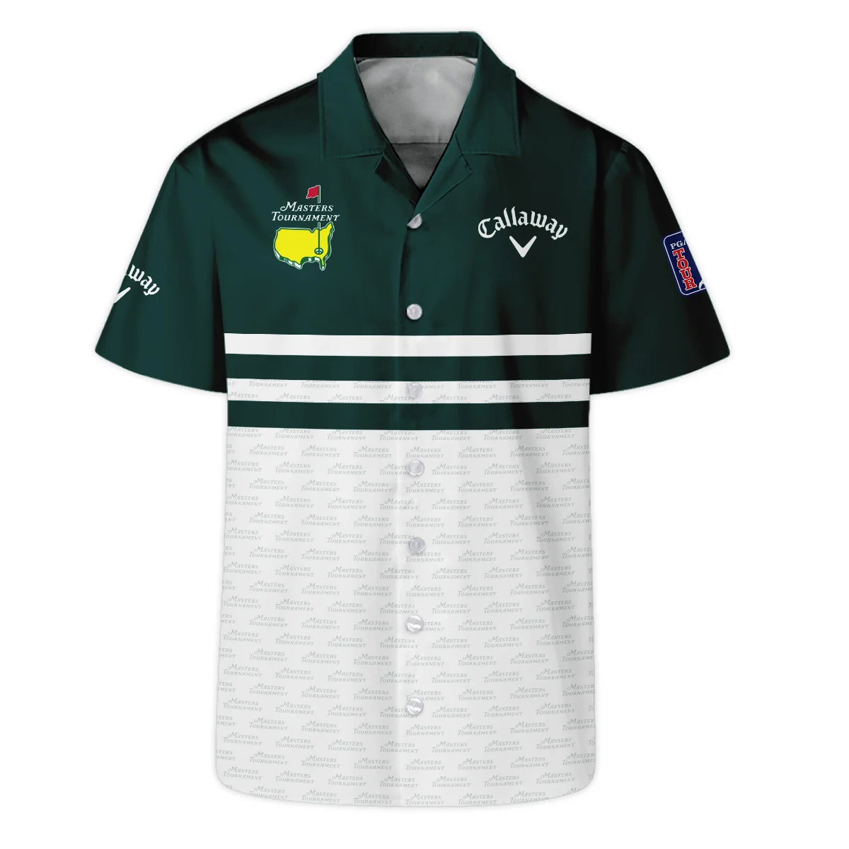 Dark Green Mix White With Logo Pattern Masters Tournament Callaway Hawaiian Shirt Style Classic Oversized Hawaiian Shirt
