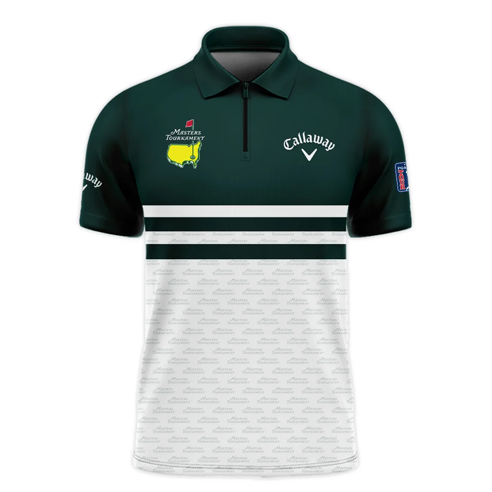 Dark Green Mix White With Logo Pattern Masters Tournament Callaway Long Polo Shirt Style Classic Long Polo Shirt For Men