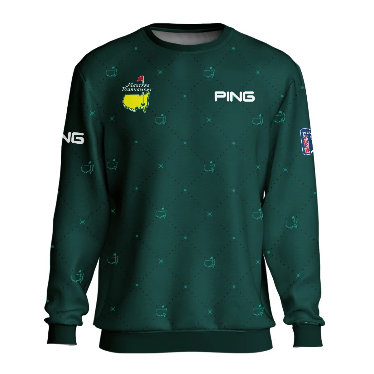 Dark Green Pattern In Retro Style With Logo Masters Tournament Ping Style Classic Quarter Zipped Sweatshirt