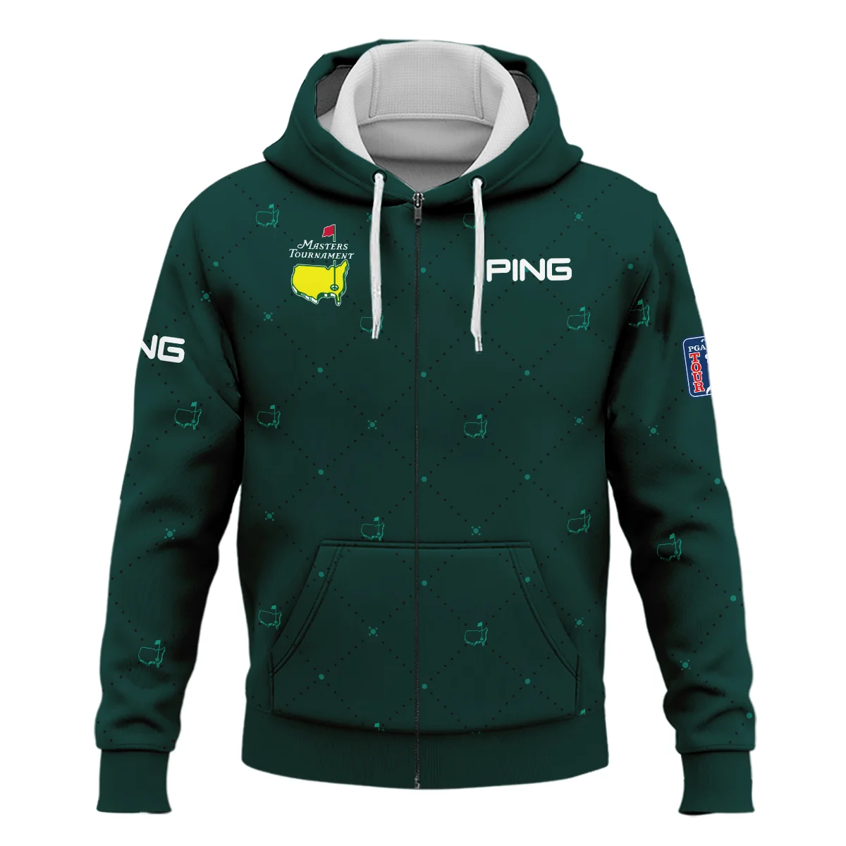 Dark Green Pattern In Retro Style With Logo Masters Tournament Ping Zipper Hoodie Shirt Style Classic Zipper Hoodie Shirt