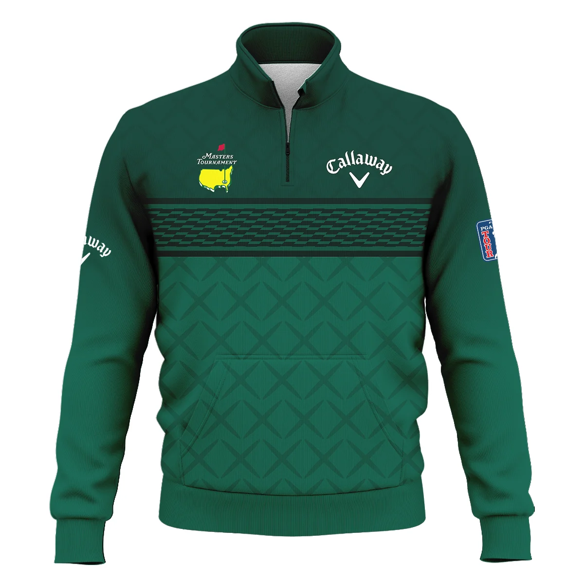 Dark Green Pattern Sublimation Sport Masters Tournament Callaway Style Classic Quarter Zipped Sweatshirt