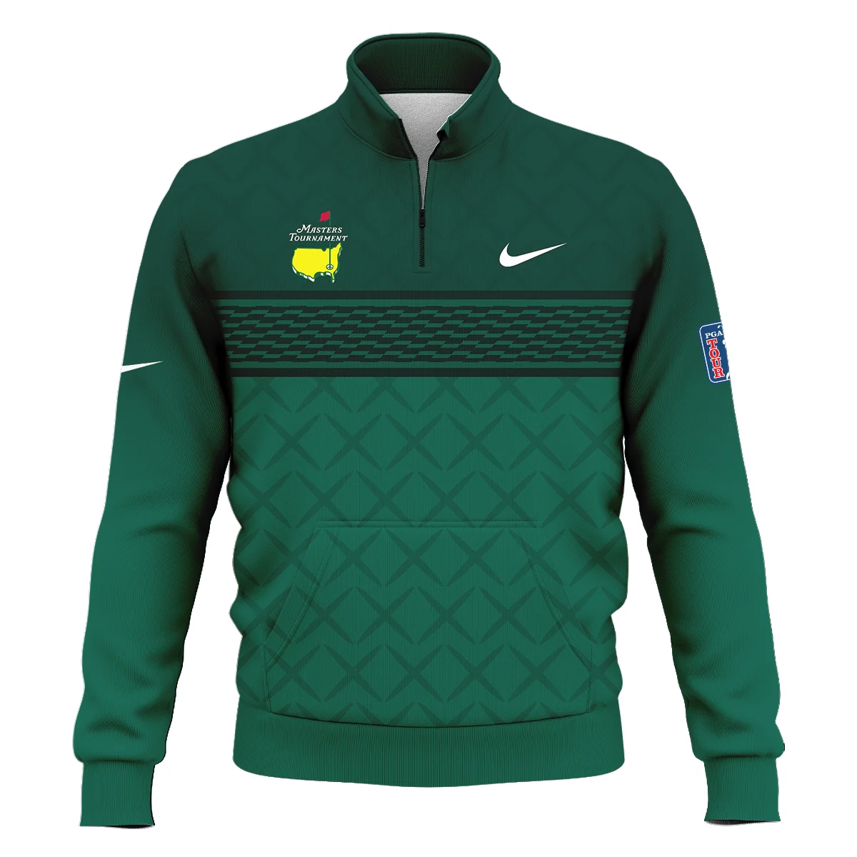 Dark Green Pattern Sublimation Sport Masters Tournament Nike Style Classic Quarter Zipped Sweatshirt