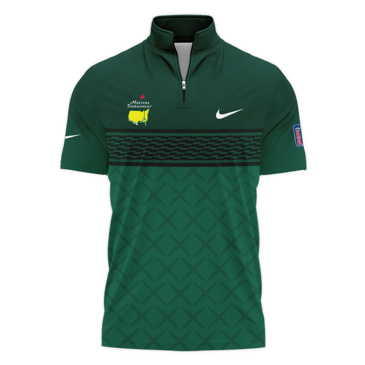 Dark Green Pattern Sublimation Sport Masters Tournament Nike Style Classic, Short Sleeve Polo Shirts Quarter-Zip Casual Slim Fit Mock Neck Basic