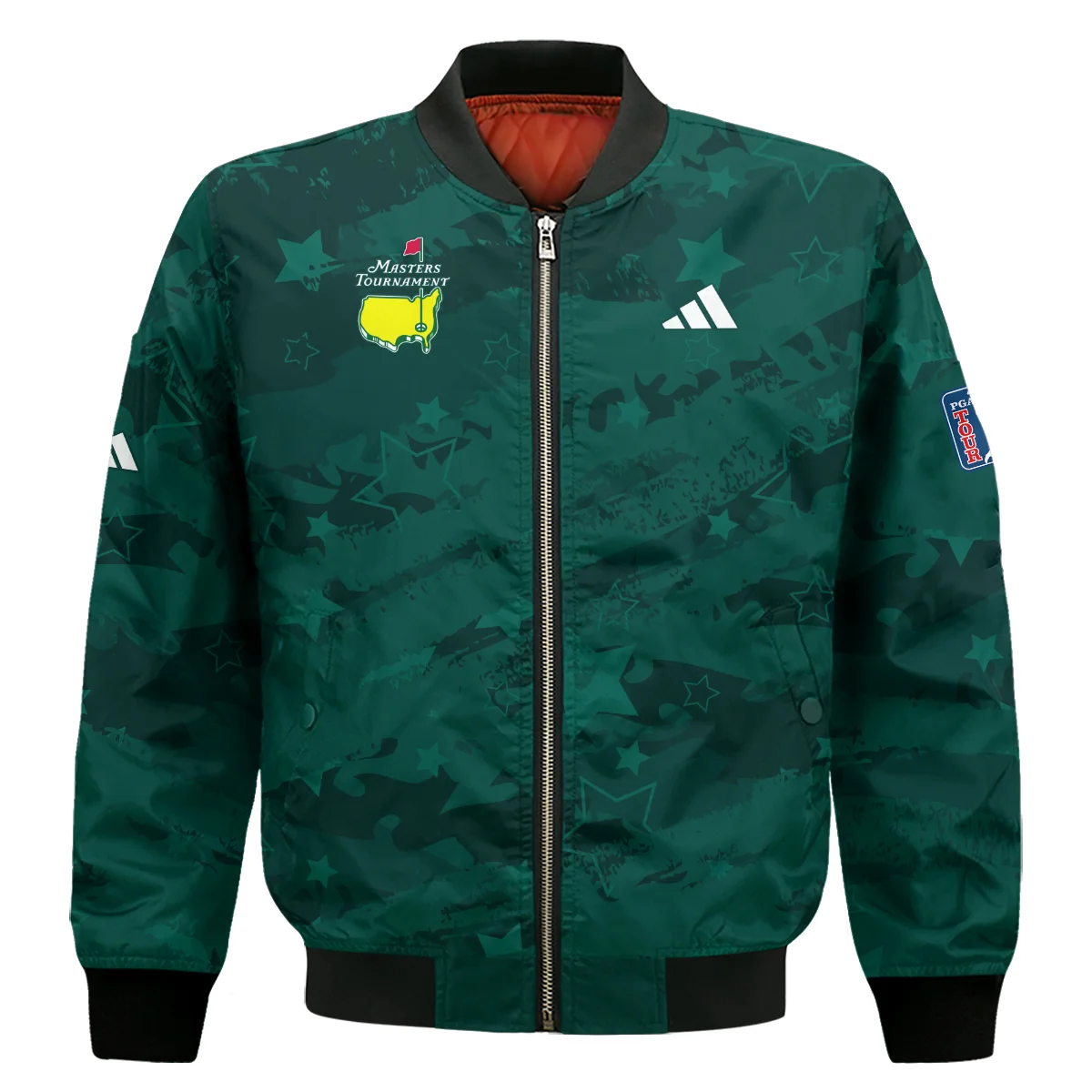 Dark Green Stars Pattern Grunge Background Masters Tournament Adidas Bomber Jacket Style Classic Bomber Jacket