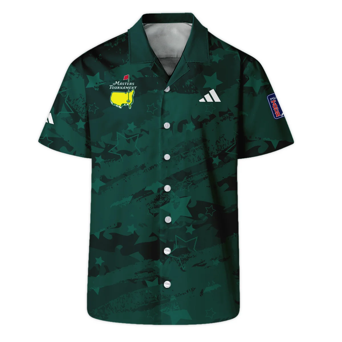 Dark Green Stars Pattern Grunge Background Masters Tournament Adidas Hawaiian Shirt Style Classic Oversized Hawaiian Shirt