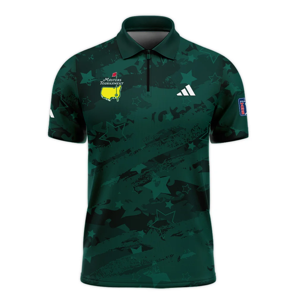 Dark Green Stars Pattern Grunge Background Masters Tournament Adidas Polo Shirt Style Classic Polo Shirt For Men