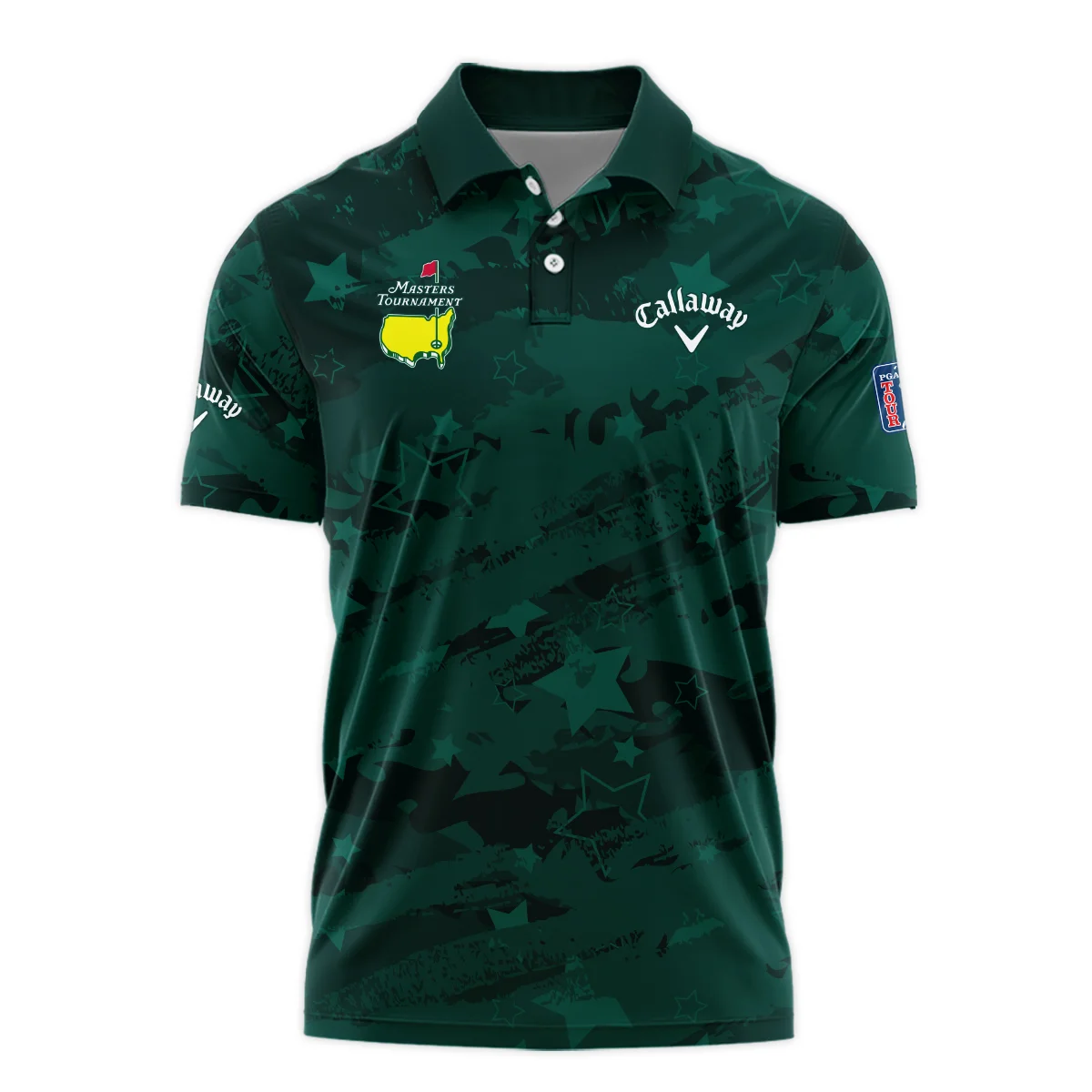 Dark Green Stars Pattern Grunge Background Masters Tournament Callaway Vneck Long Polo Shirt Style Classic Long Polo Shirt For Men