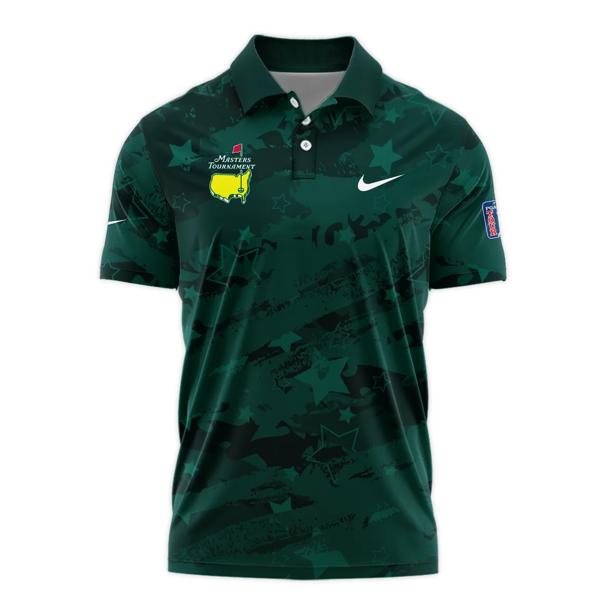 Dark Green Stars Pattern Grunge Background Masters Tournament Nike Style Classic, Short Sleeve Polo Shirts Quarter-Zip Casual Slim Fit Mock Neck Basic