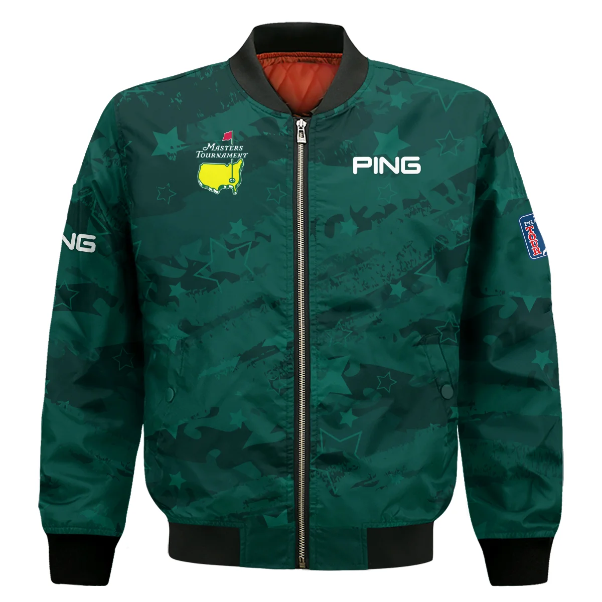Dark Green Stars Pattern Grunge Background Masters Tournament Ping Bomber Jacket Style Classic Bomber Jacket