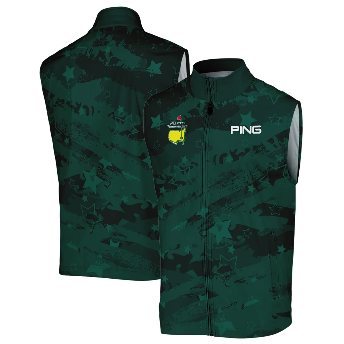 Dark Green Stars Pattern Grunge Background Masters Tournament Ping Sleeveless Jacket Style Classic Sleeveless Jacket