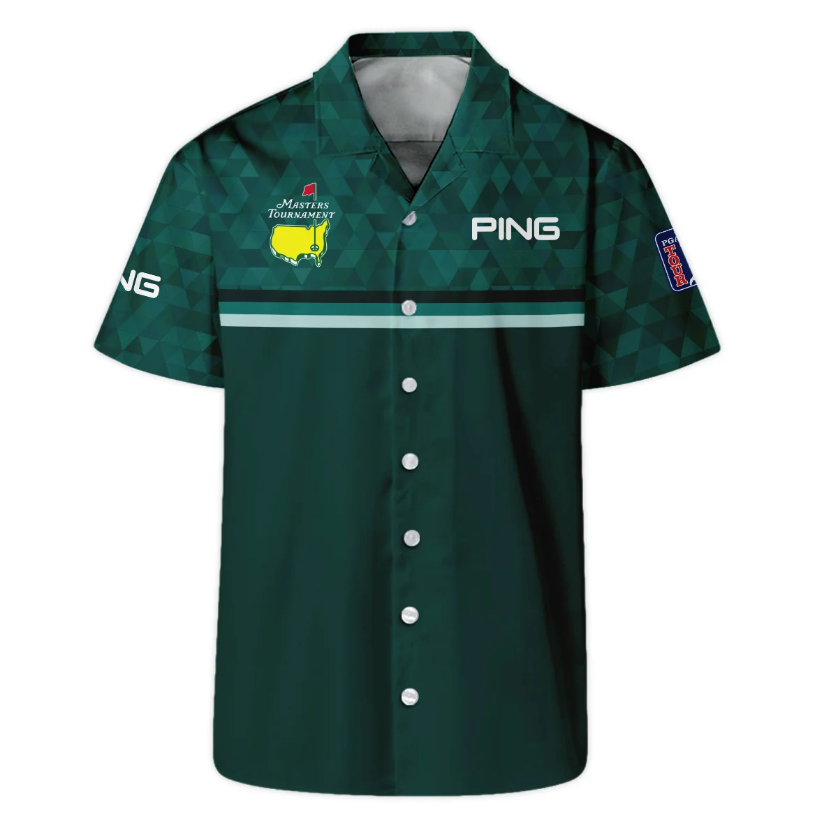 Dark Green Triangle Mosaic Pattern Masters Tournament Ping Polo Shirt Style Classic Polo Shirt For Men