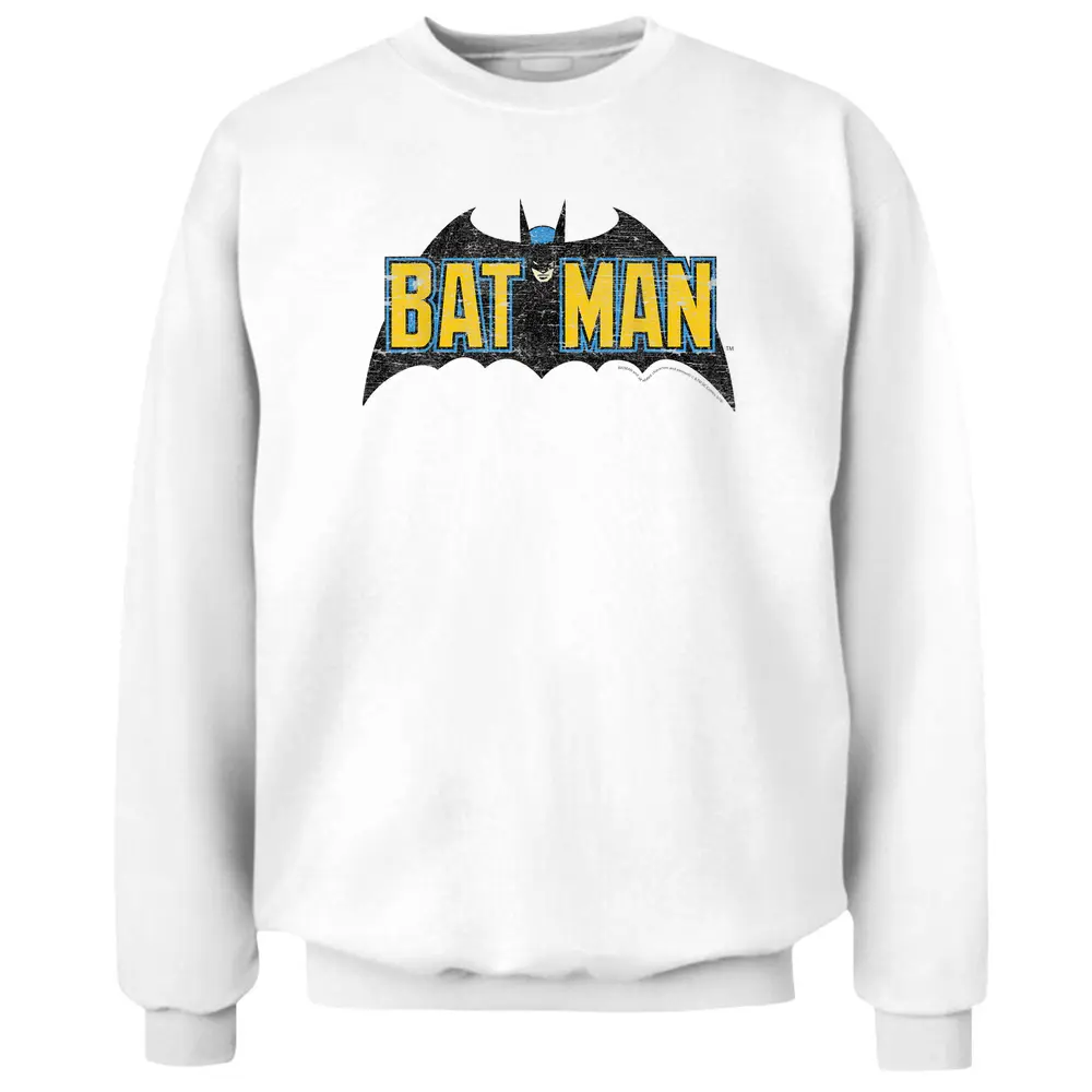 Dc Comics Batman Distressed Vintage Text Logo Pullover Sweatshirt