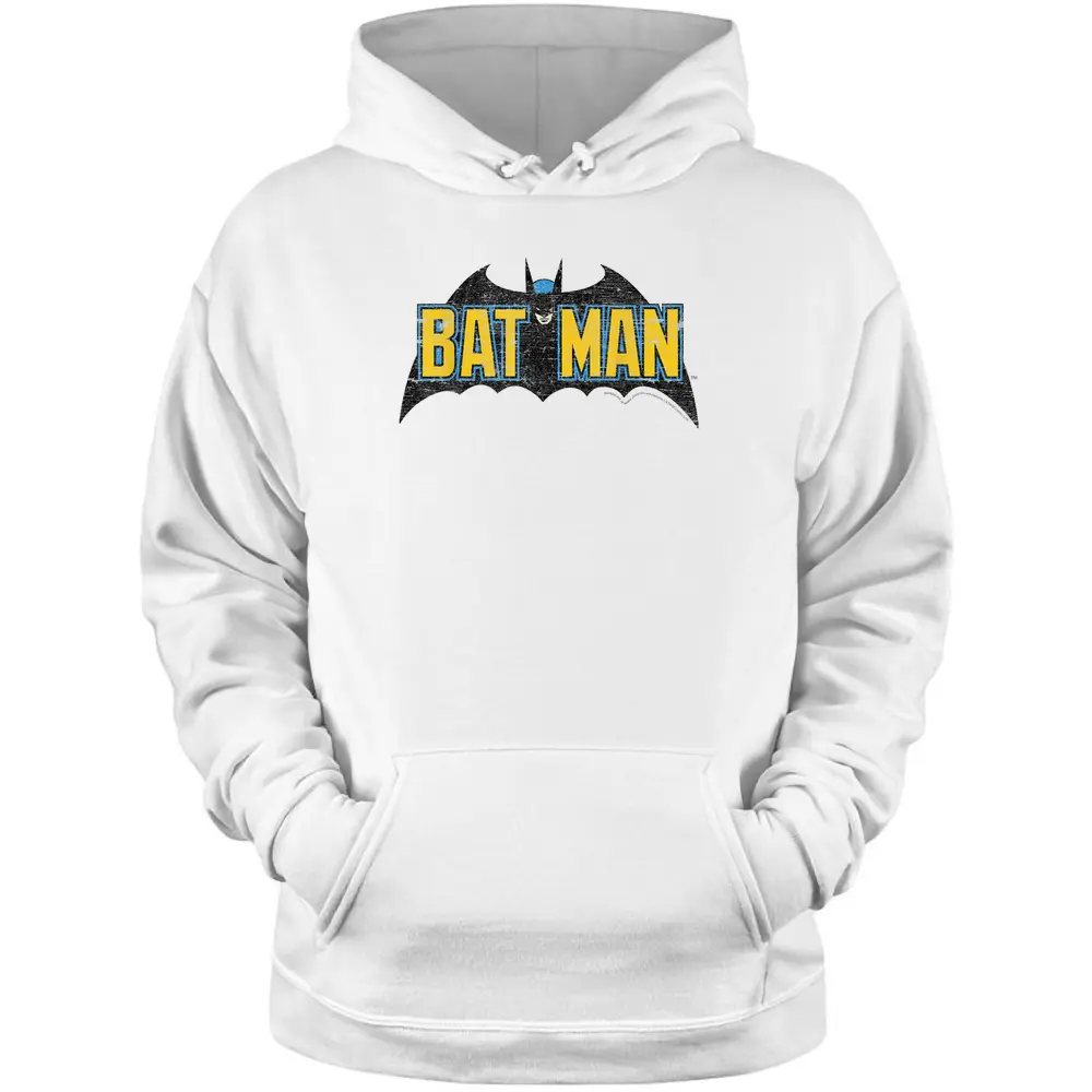 Dc Comics Batman Distressed Vintage Text Logo Pullover Hoodie