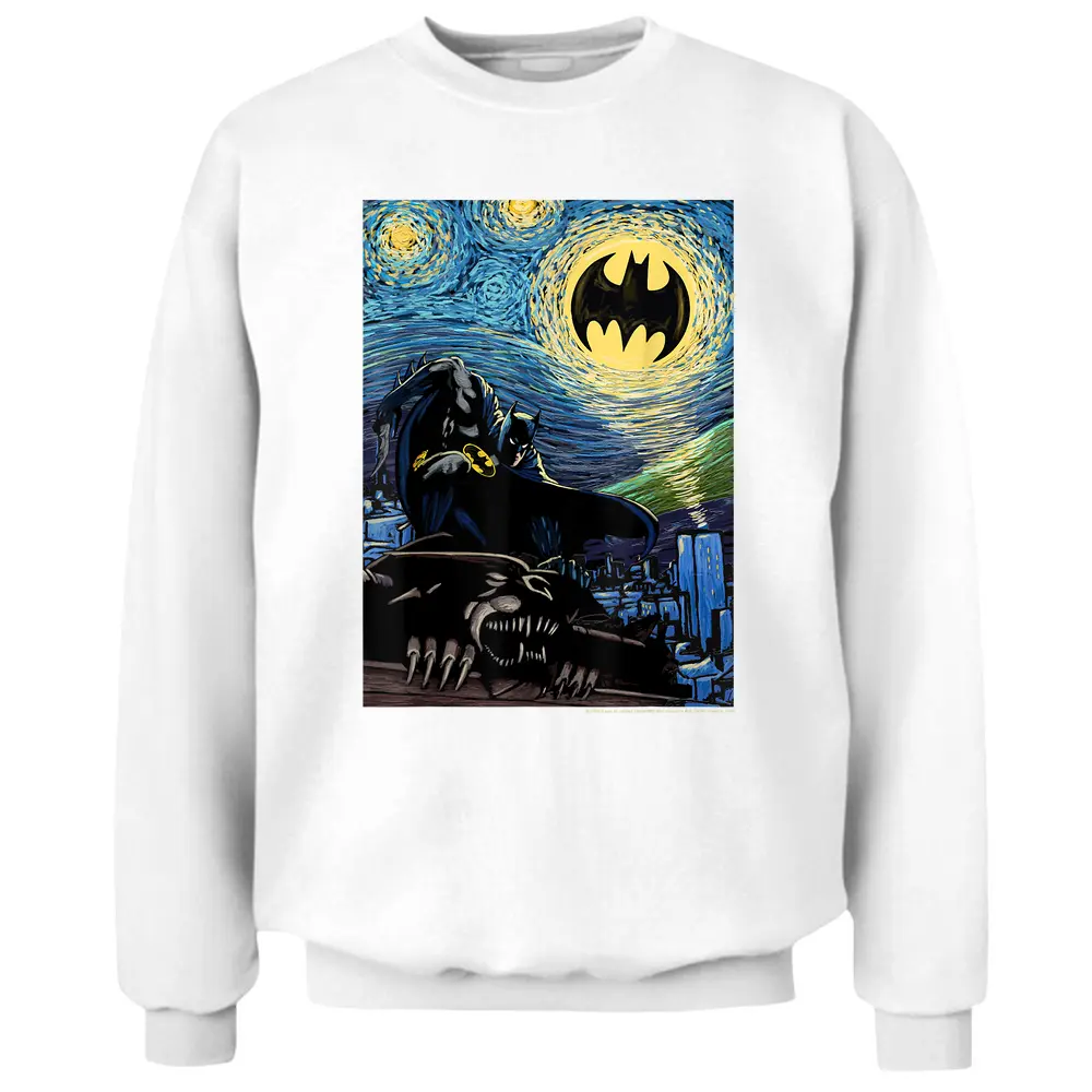 Dc Comics Batman Starry Night Style Painting Pullover Sweatshirt