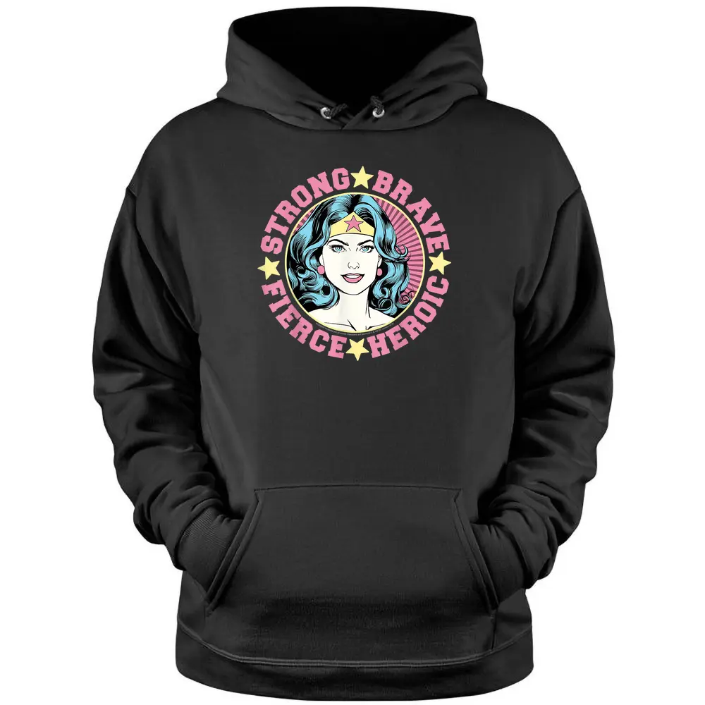 Dc Comics Wonder Woman Strong Brave Vintage Wrap Around Pullover Hoodie