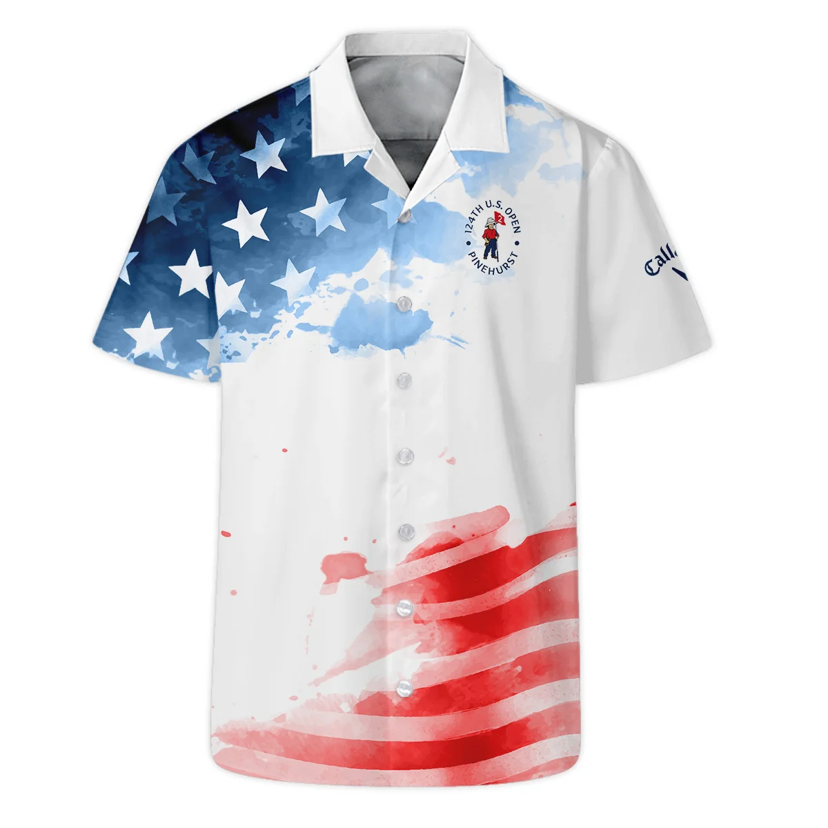 Golf 124th U.S. Open Pinehurst Callaway Hawaiian Shirt US Flag Watercolor Golf Sports All Over Print Oversized Hawaiian Shirt