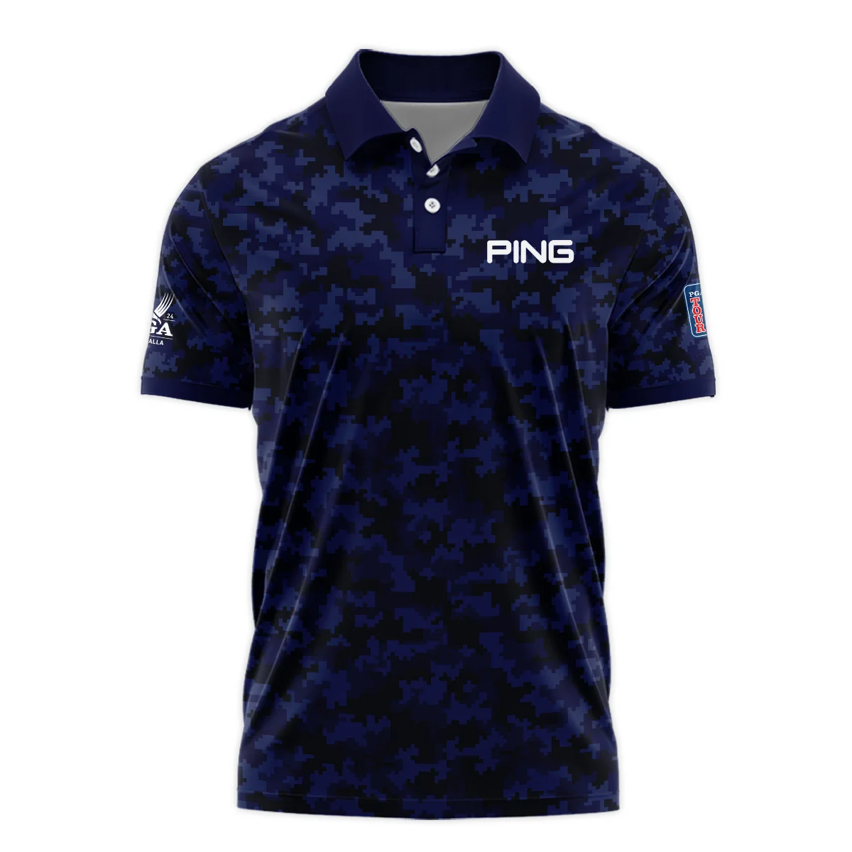 Golf 2024 PGA Championship Ping Polo Shirt Blue Camouflage Pattern Sport All Over Print Polo Shirt For Men